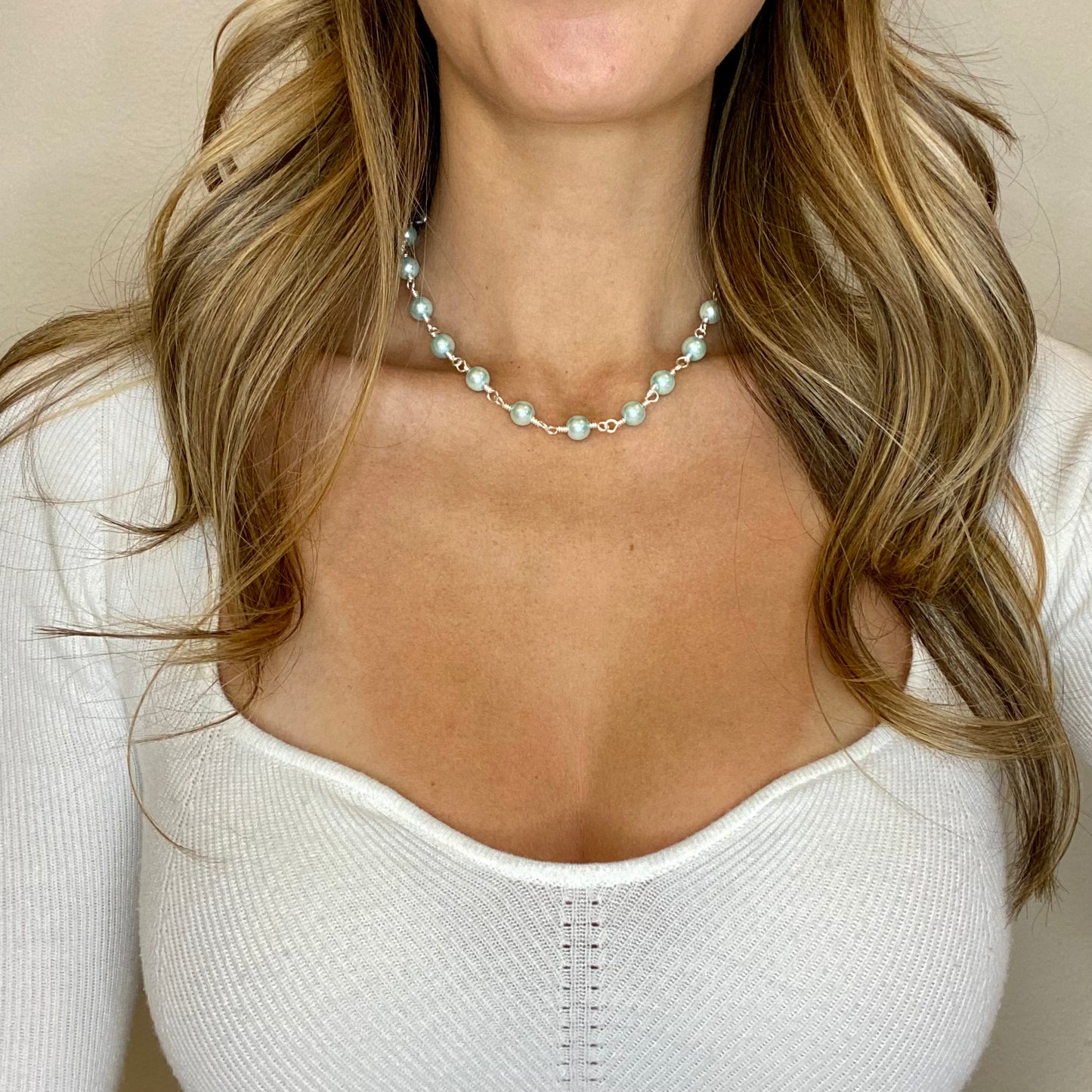 Aqua Pearl Necklace